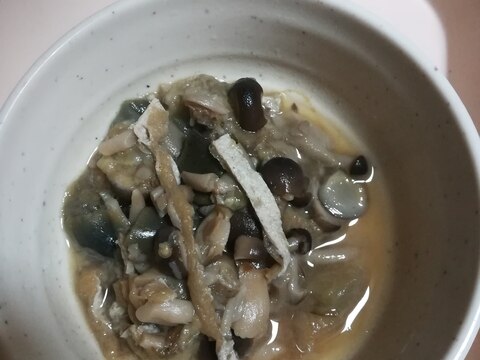 ナスと油揚げとしめじの油味噌炒め煮